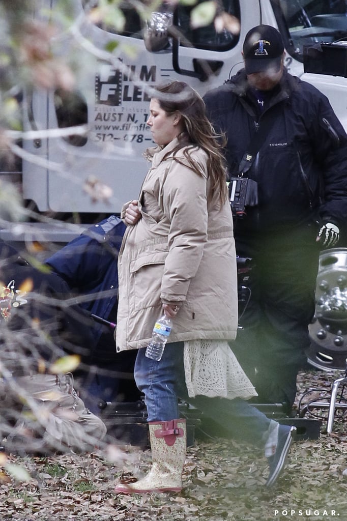 Justin Timberlake Visits Pregnant Jessica Biel on Movie Set