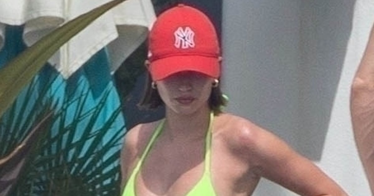 Hailey Bieber’s Lime-Green Skims Bikini in Cabo