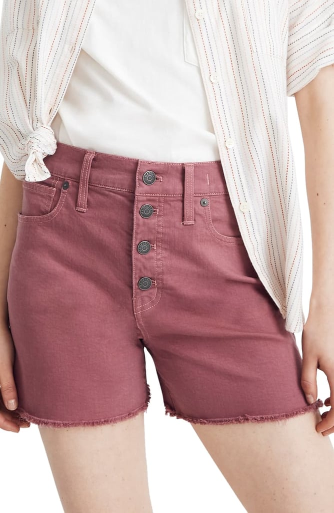 Madewell Button-Front High-Waist Garment Dyed Shorts