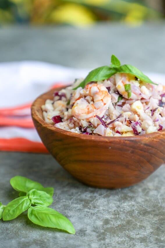 Keto Shrimp and Cauliflower Rice Salad Keto Side Dish Recipes POPSUGAR Fitness Photo 15