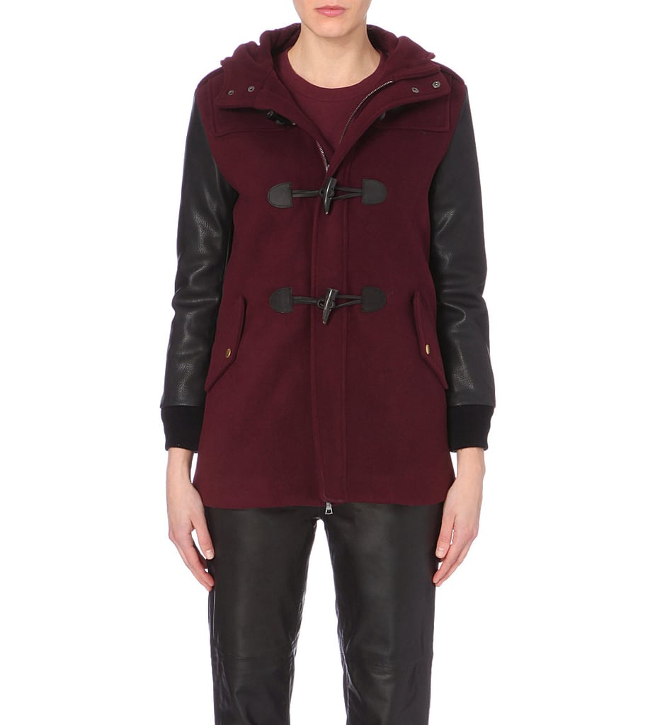 Izzue Leather Sleeve Duffle Coat