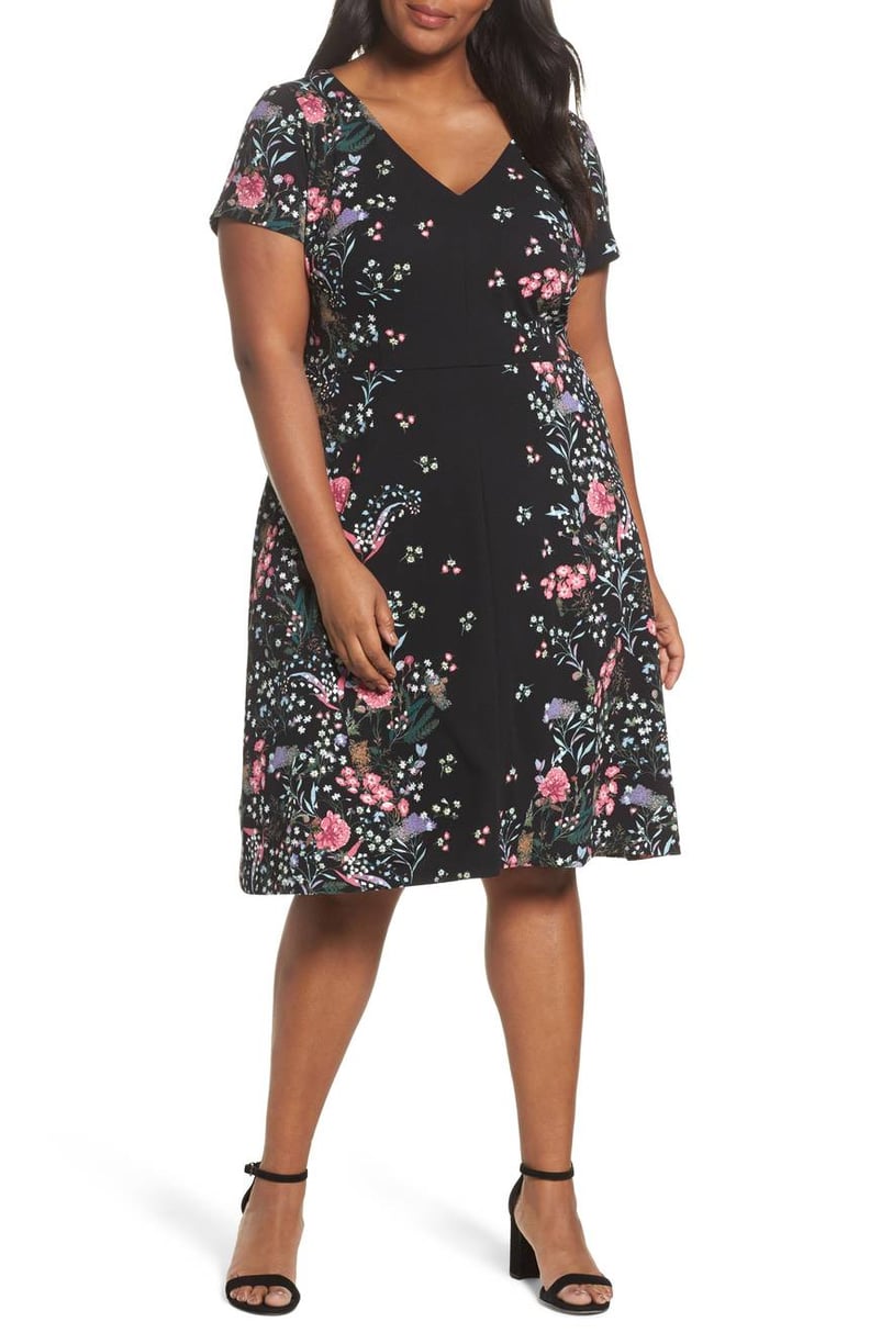 Adrianna Papell Print Scuba Knit Fit & Flare Dress