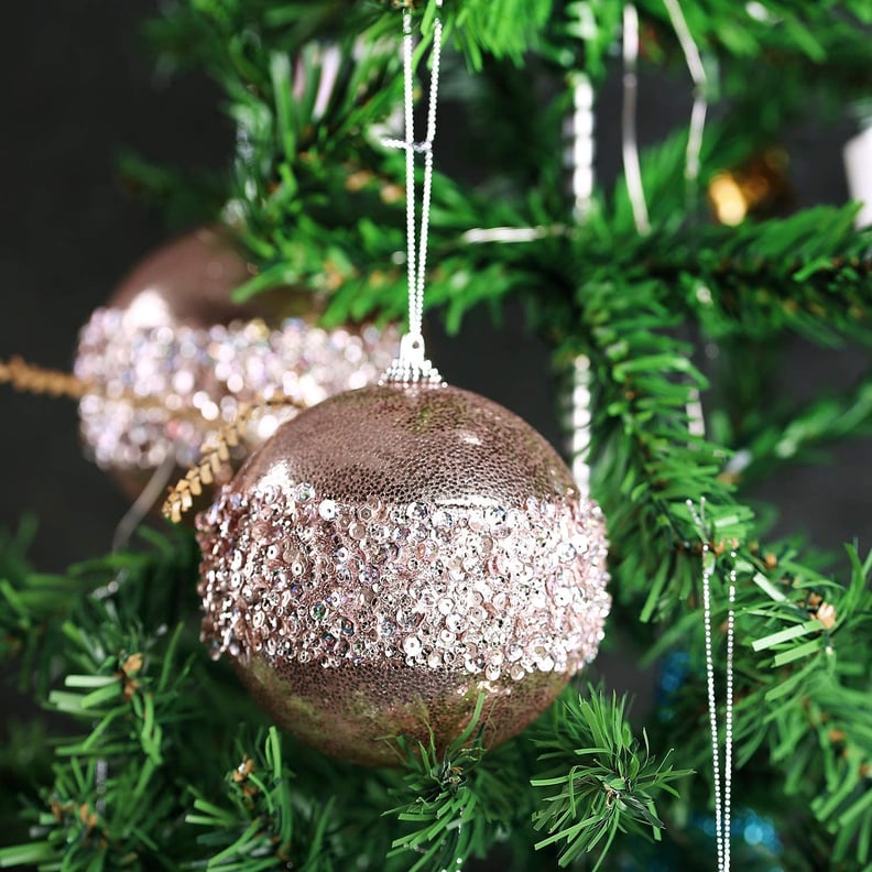 Disco Ball Christmas Tree Ornaments, Silver Decorations (4 Inches