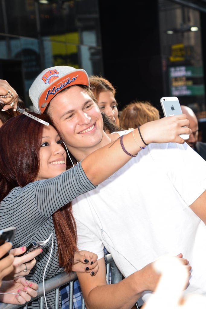 Ansel Elgort took a selfie with a fan outside Good Morning America on Tuesday.