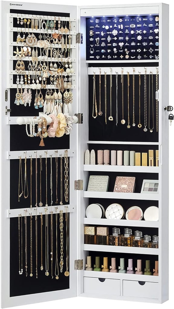Songmics 6 LEDs Mirror Jewelry Cabinet