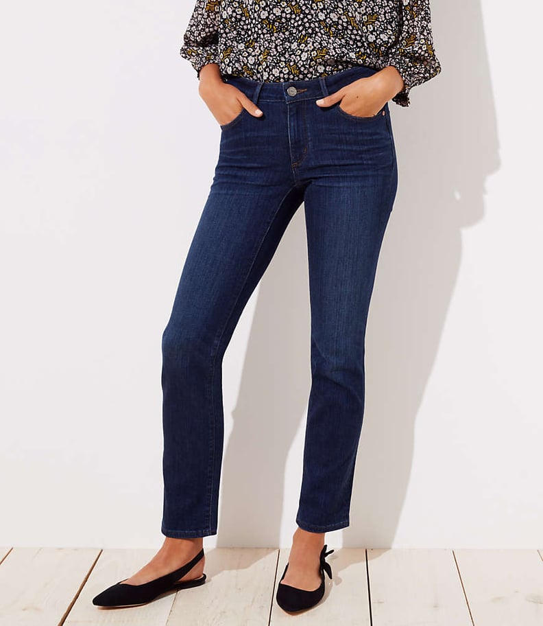 Loft Curvy Straight Leg Jeans in Dark Indigo Wash