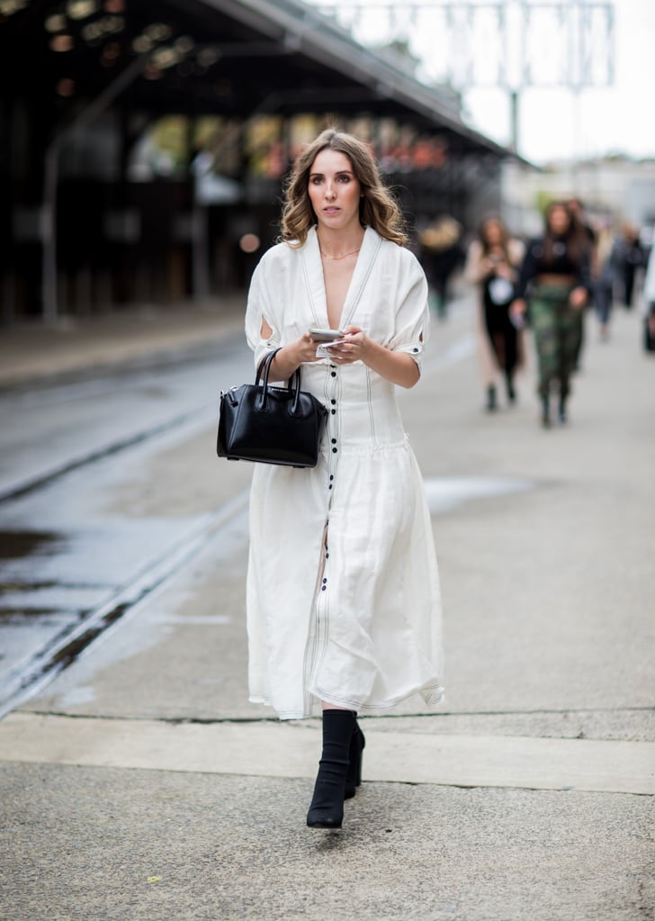White ankle boots with dress shop