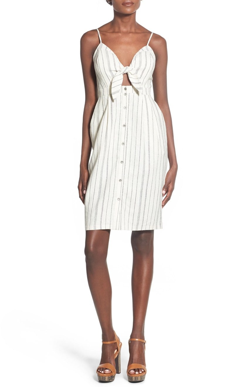 tie front button down midi dress