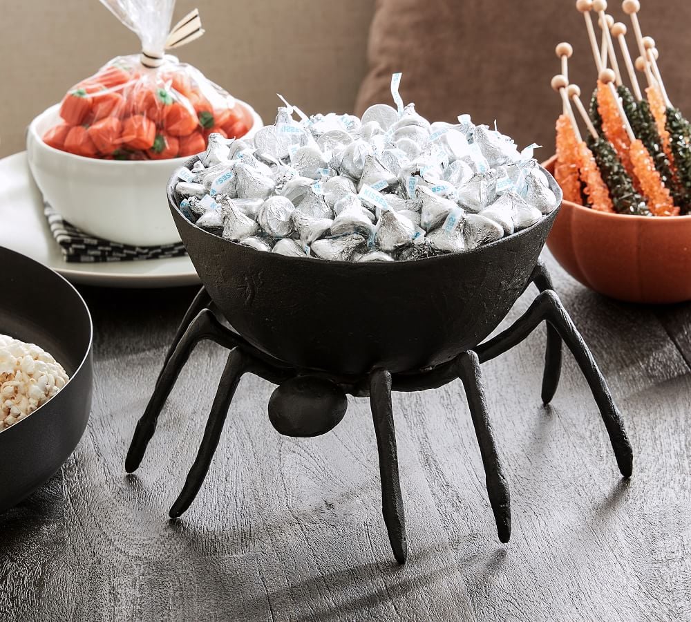 For Skin-Crawling Serving: Trick or Treat Spider Handcrafted Metal Candy Bowl