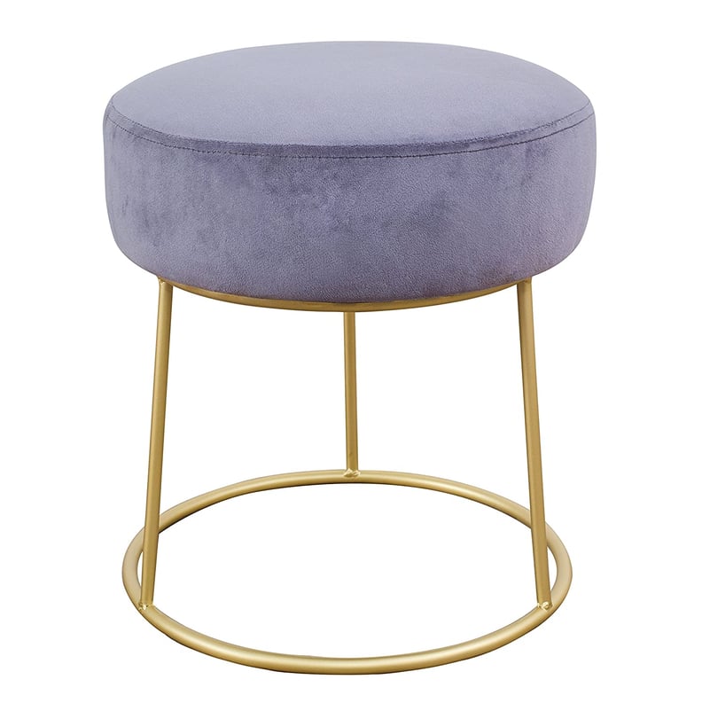 TOV Furniture The Nina Collection Modern Velvet Upholstered Round Backless Short Stool