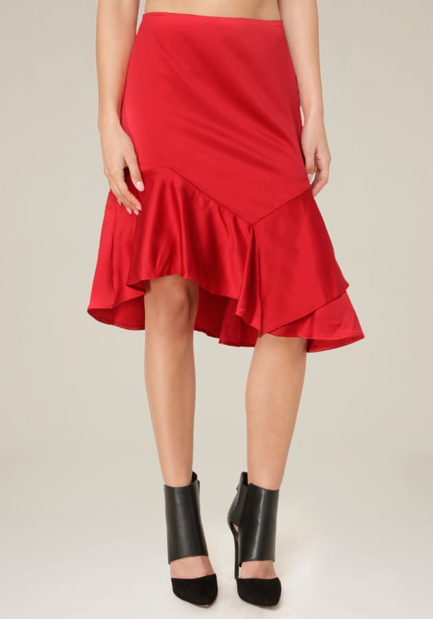 Bebe Asymmetric Ruffle Skirt