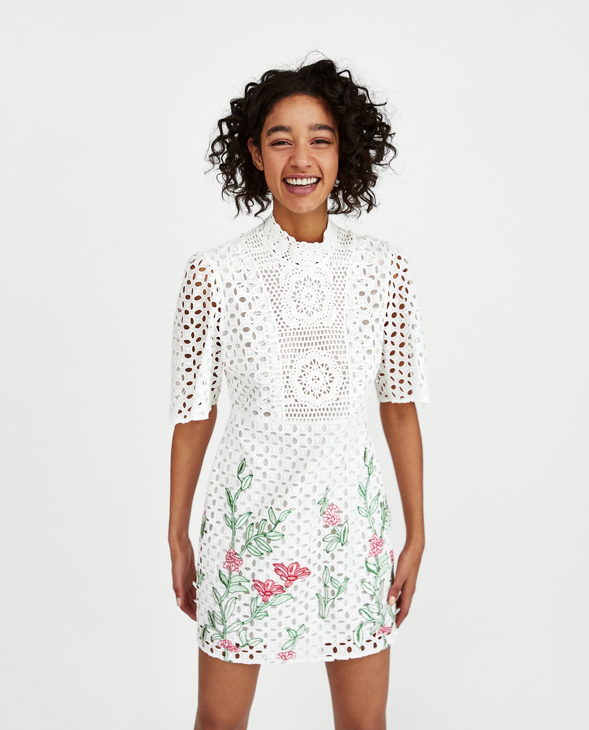 zara embroidered lace dress
