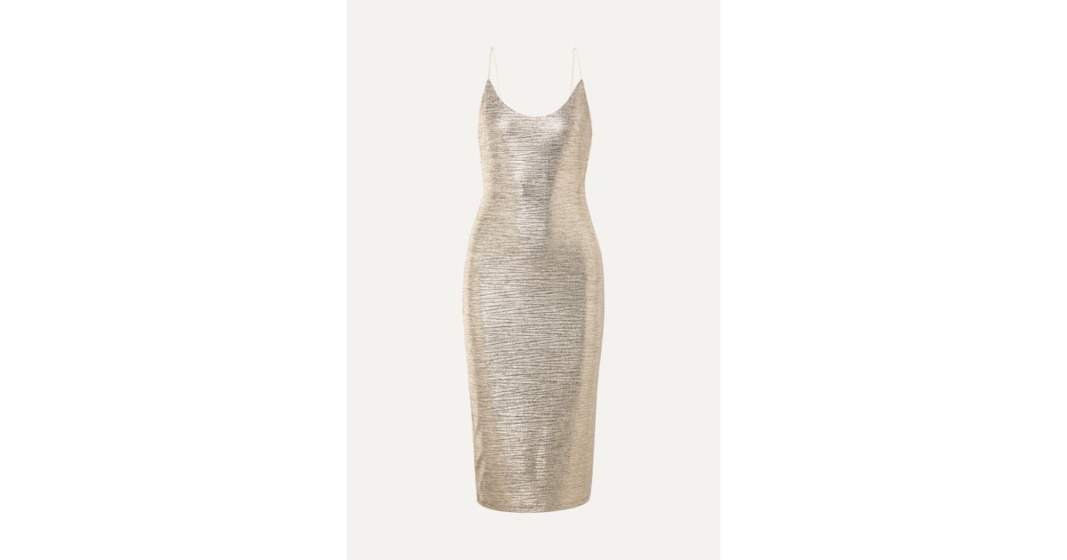 Alice + Olivia Delora Textured-Lamé Midi Dress, 25 Sexy Party Dresses for  Commanding the Attention at All Your Festive Events