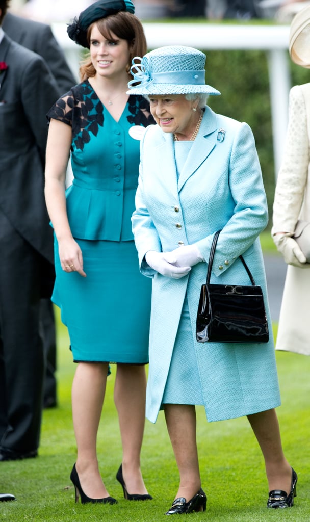 Princess Eugenie coordinated outfits with her grandmother at the Royal Ascot in 2012.