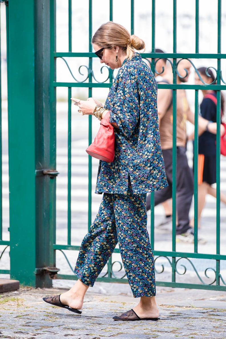 Don't Overcomplicate a Kooky-Printed Suit; Just Add Slides
