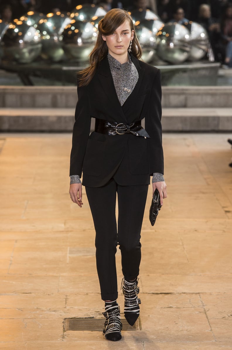 Cinch Your Standard Suit With a Patent Belt, Layer a Turtleneck, and Complete With Flashy Footwear