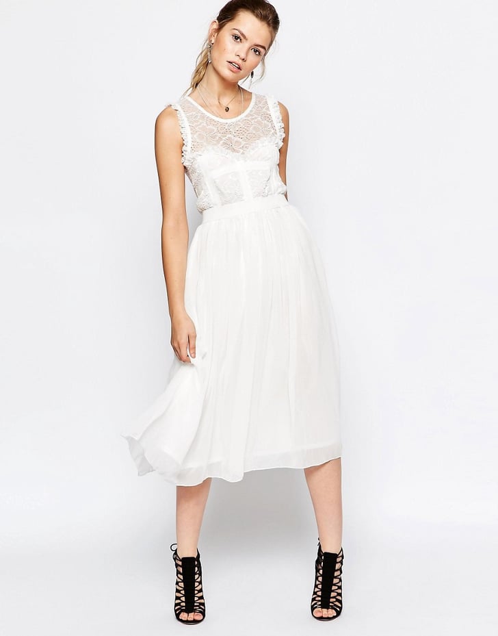 Navy London Midi Dress with Tulle Skirt ($128) | Best White Dresses For ...