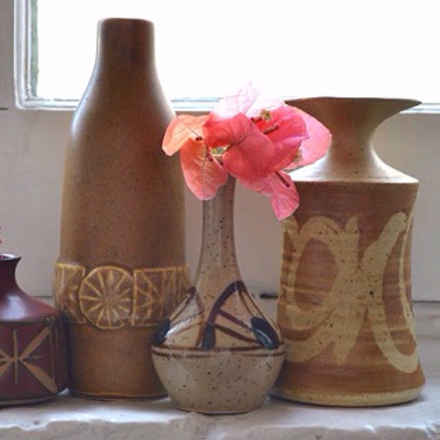 The feminine hint of bougainvillea contrasts with the earthy pottery and introduces an unexpected burst of color. 
Source: Instagram user thewhiitehouse