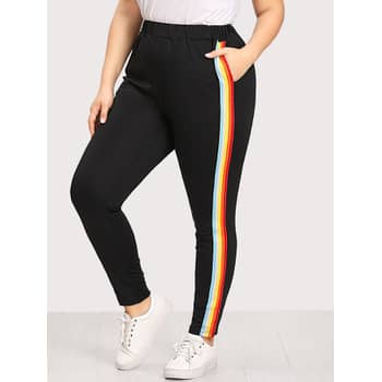 SHEIN Striped Side Leggings  Side leggings, Leggings are not pants,  Outfits with leggings