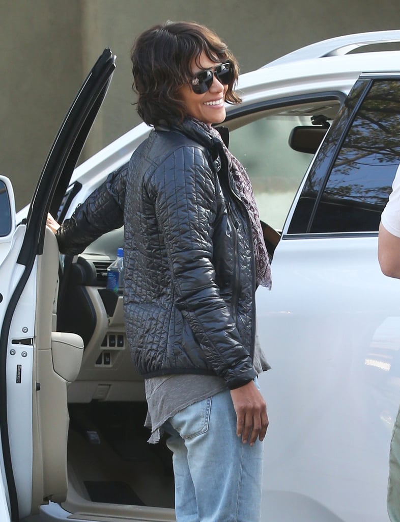 Halle Berry flashed a smile while running errands in LA on Wednesday.