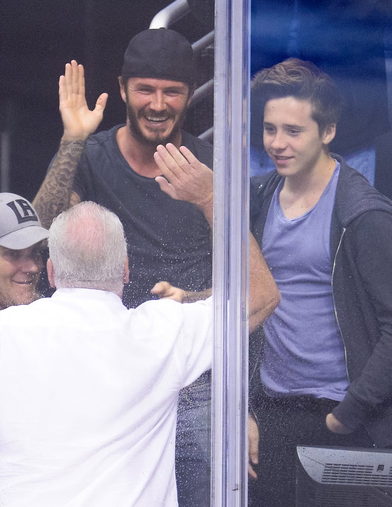 David Beckham and His Sons at LA Kings Hockey Game