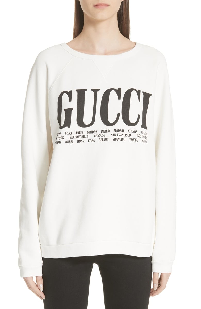 Gucci cities felted cotton sweatshirt in grey