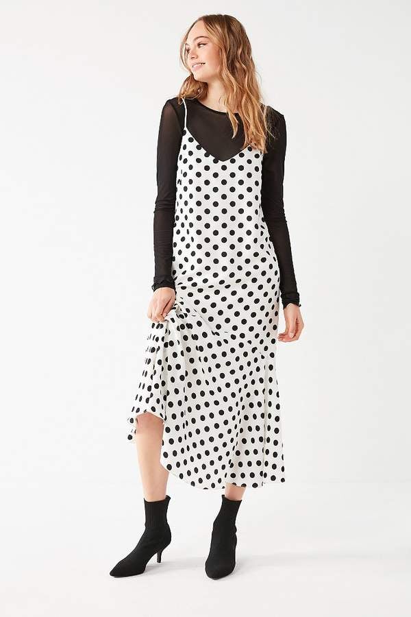 Polka Dot Ruffle Hem Maxi Dress