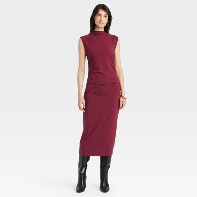 A New Day Women's Ruched Knit Midi Dress