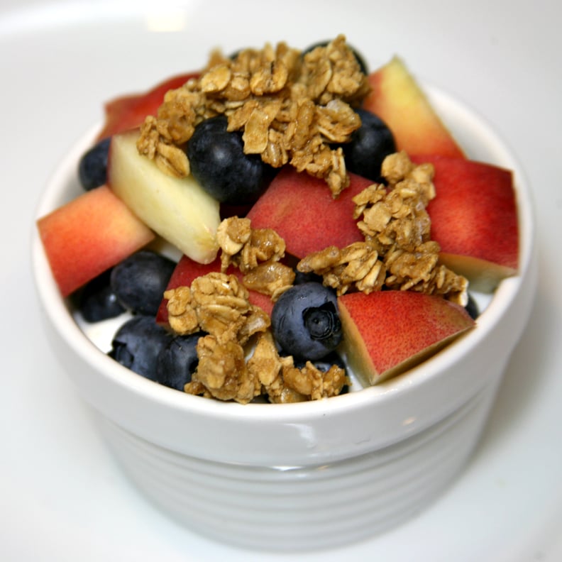 Blueberries and Peaches With Granola