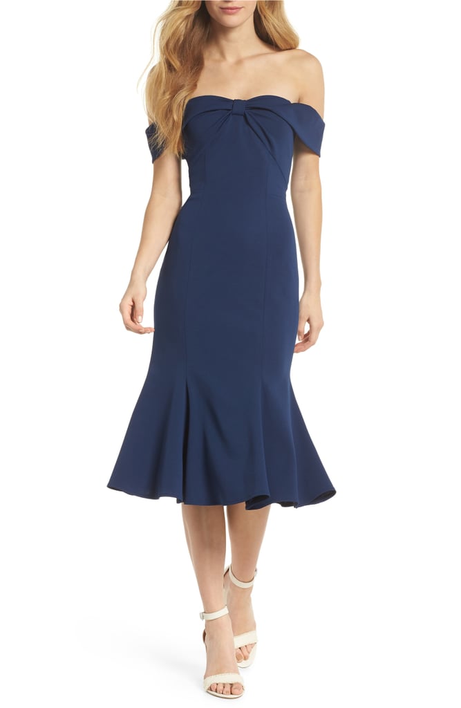 Tyler Off-the-Shoulder Scuba Crepe Dress