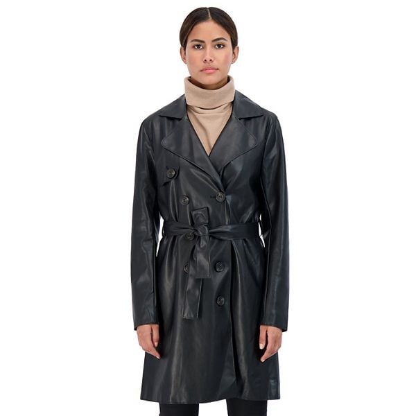 Kohl's Women's Sebby Collection Faux-Leather Trench Coat