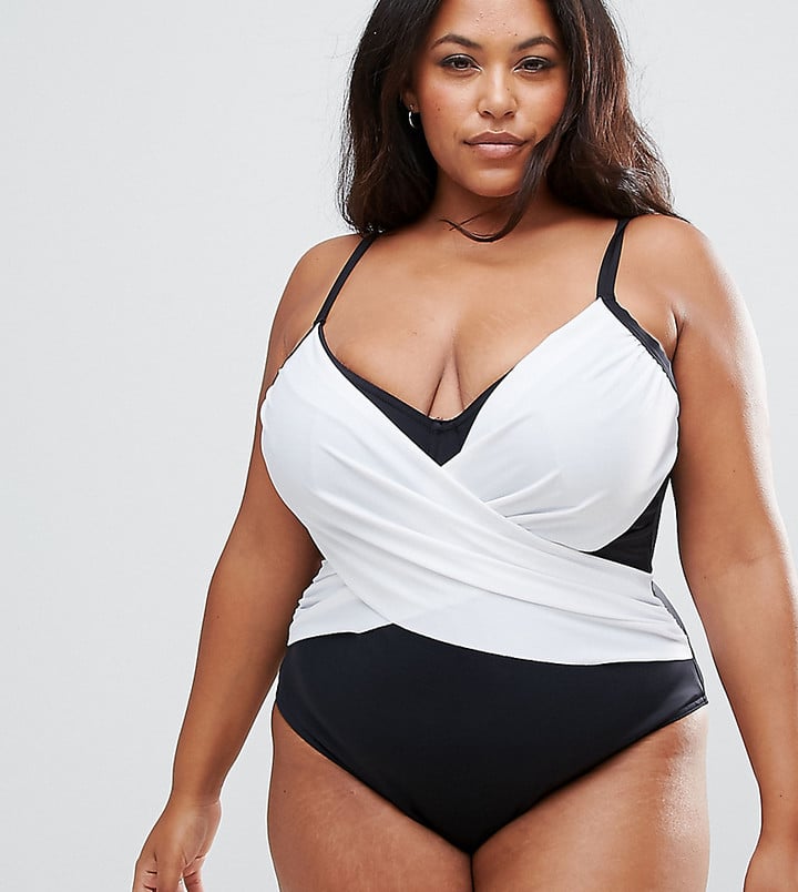 Asos Supportive Mono Wrap Front Panel Swimsuit