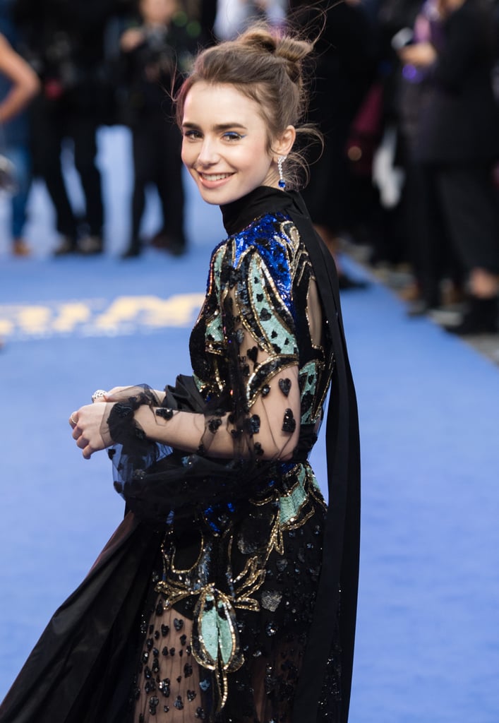 Lily Collins Gown With Hands and Heart 2019