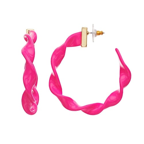 Kohl's Twisted Hoop Neon Pink Earrings