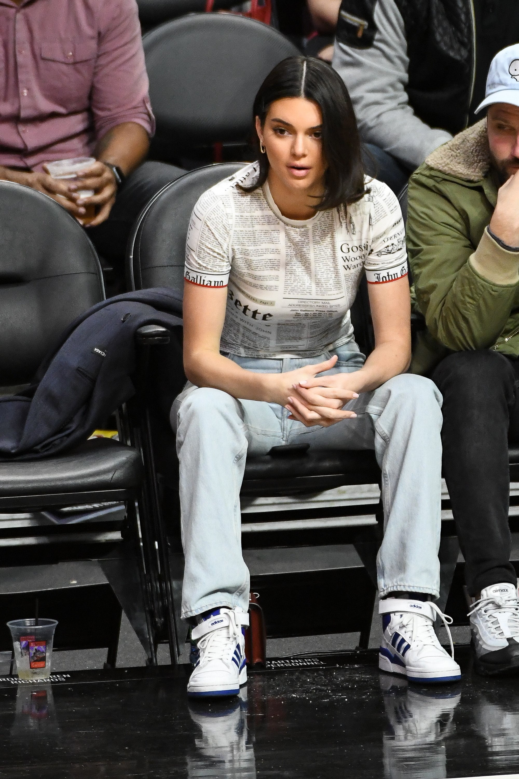 ilegal Cenagal respirar Kendall Jenner's Adidas Sneakers at Basketball Game | POPSUGAR Fashion
