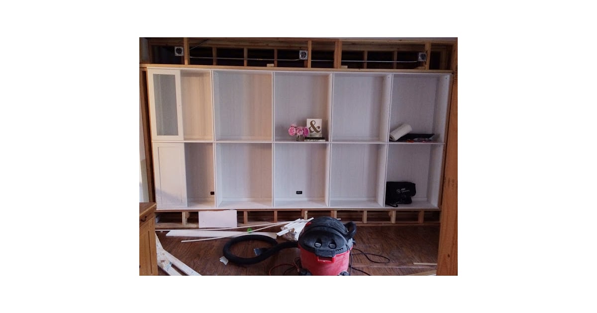 Step 6 Attach Bookcases to Studs DIY Ikea BuiltIn Bookcases