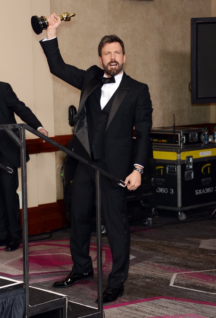 Ben Affleck showed his Oscar excitement backstage.
Ben Affleck showed his Oscar excitement backstage.