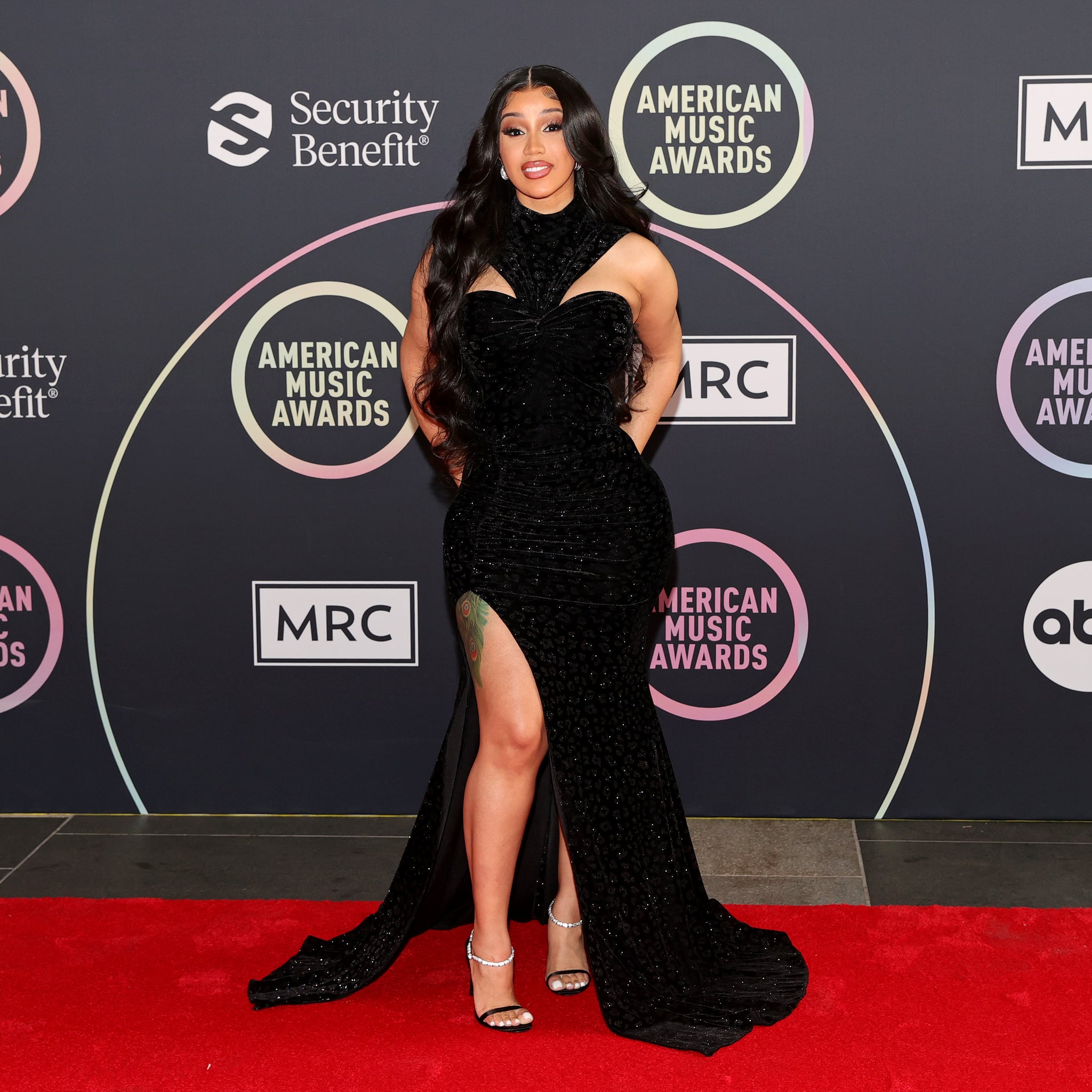 LOS ANGELES, CALIFORNIA - NOVEMBER 19: Host Cardi B attends the 2021 American Music Awards Red Carpet Roll-Out with Host Cardi B at L.A. LIVE on November 19, 2021 in Los Angeles, California. (Photo by Rich Fury/Getty Images)