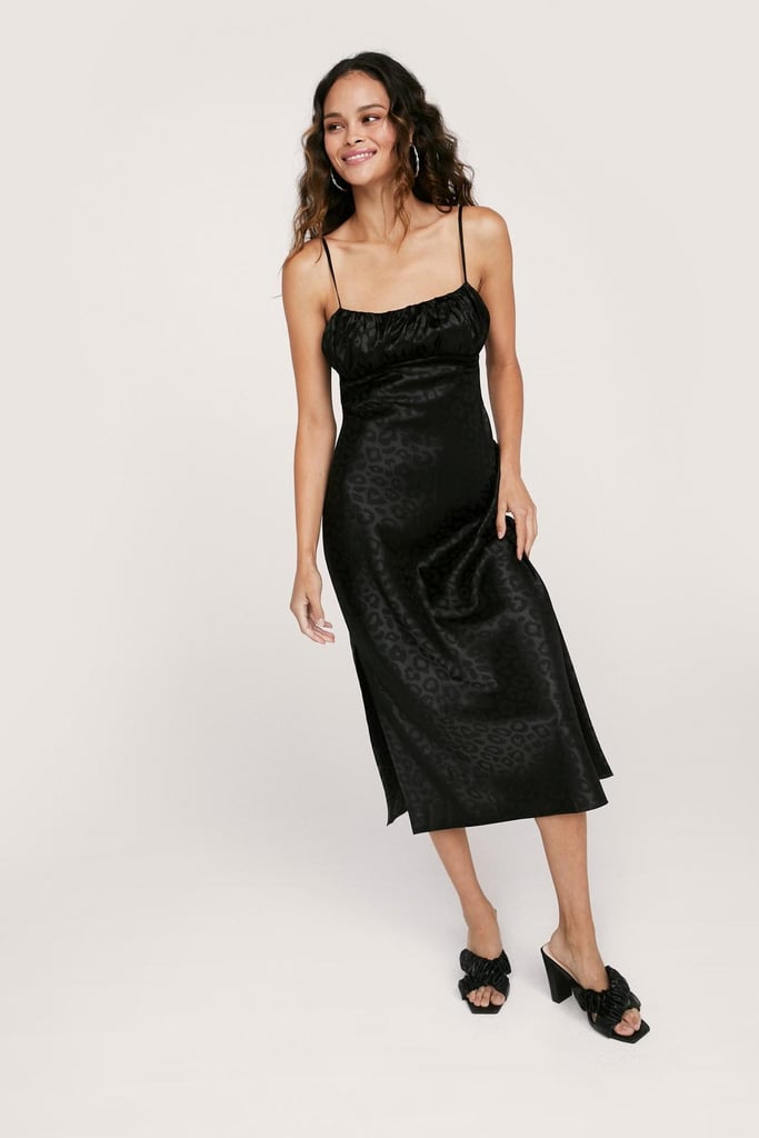 Nasty Gal Satin Animal Jacquard Midi Dress