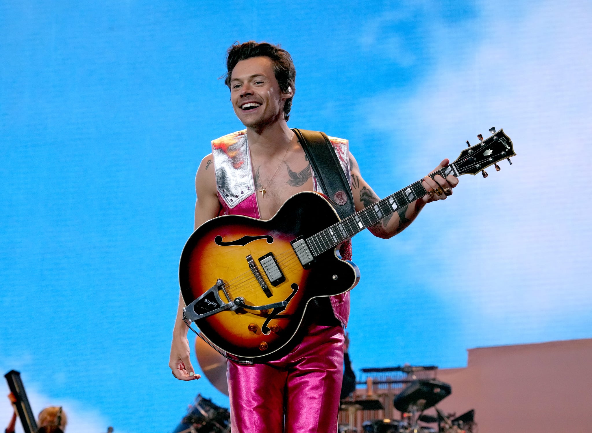 INDIO, CALIFORNIA - APRIL 22: Harry Styles performs onstage at Coachella during the 2022 Coachella Valley Music And Arts Festival on April 22, 2022 in Indio, California.  (Photo by Kevin Mazur/Getty Images for Harry Styles)
