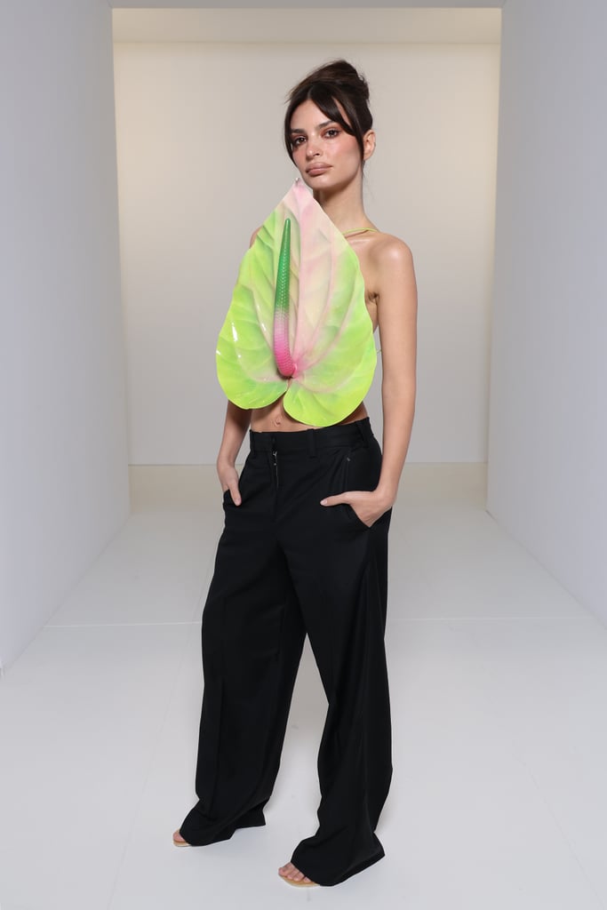 Emily Ratajkowski Wears a Leaf Shirt to Paris Fashion Week