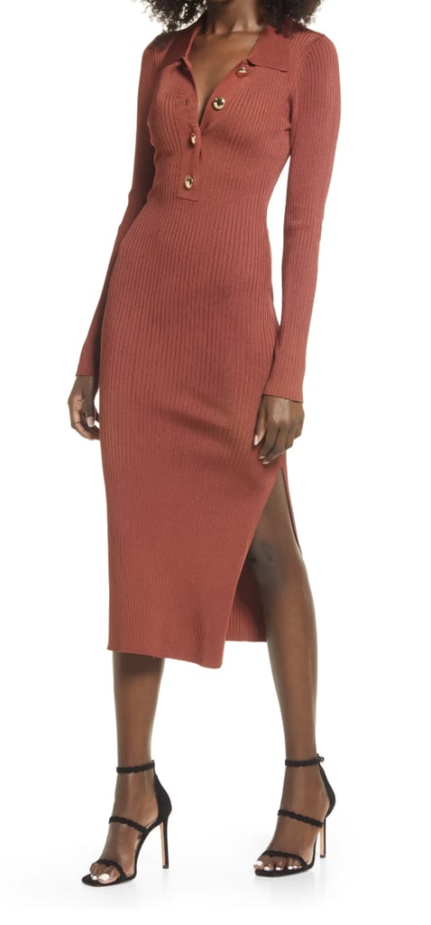 An Office-Ready Dress: Good American Long Sleeve Polo Midi Dress