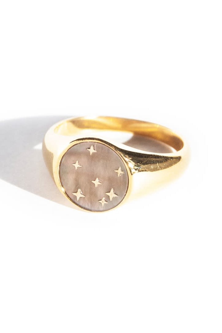 Seol + Gold Mother of Pearl Signet Ring
