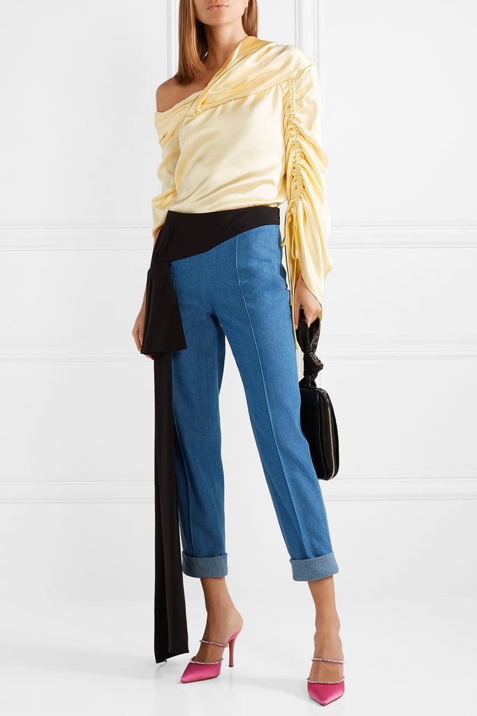 Hellessy Sunshine Draped Asymmetric Silk-Charmeuse Blouse