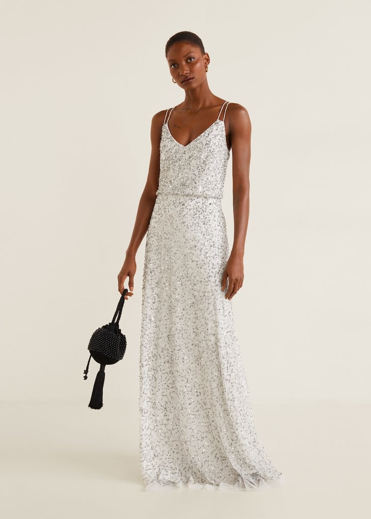 Mango Sequinned Gown Mandy Moore s Silver Sequinned Dress Is