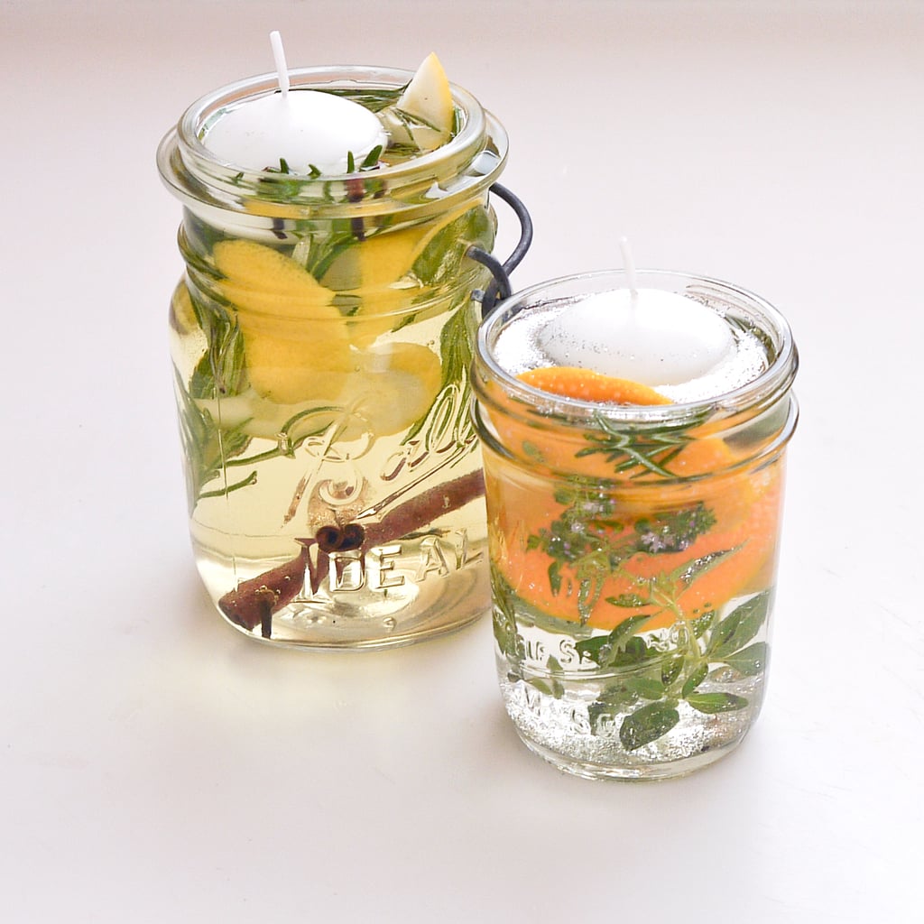 Keep bugs away with scented floating candle jars.