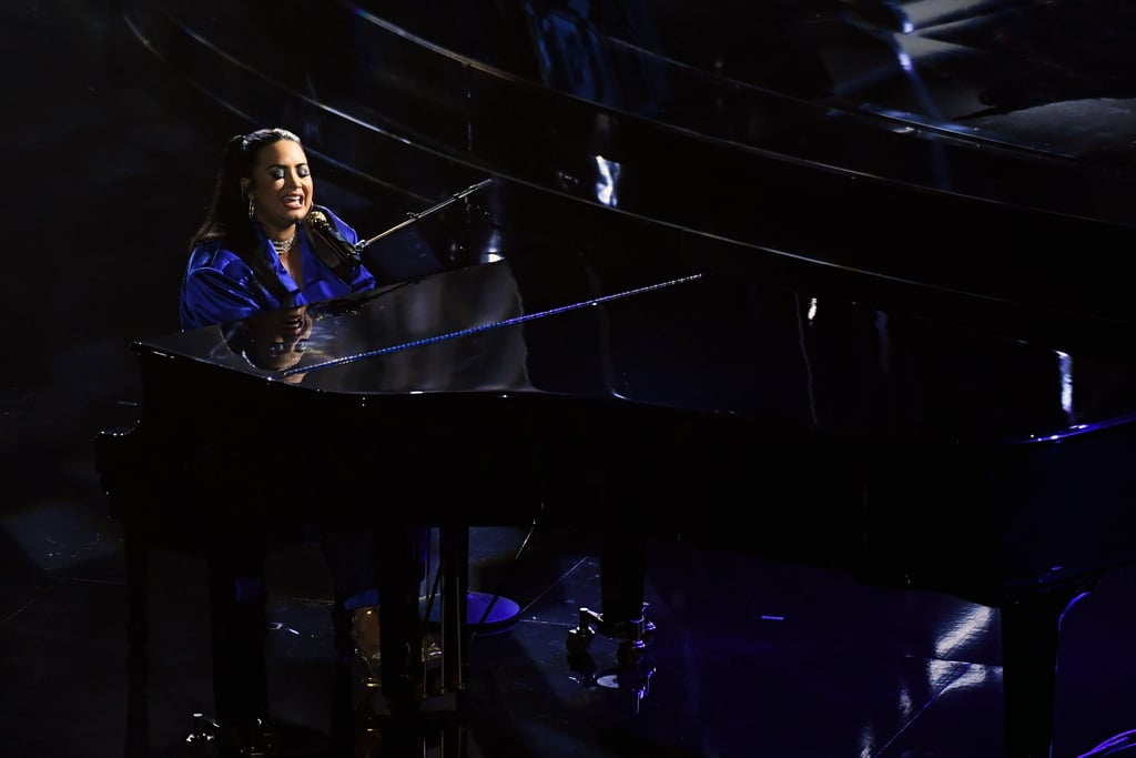 Demi Lovato Purple Suit at Billboard Music Awards 2020