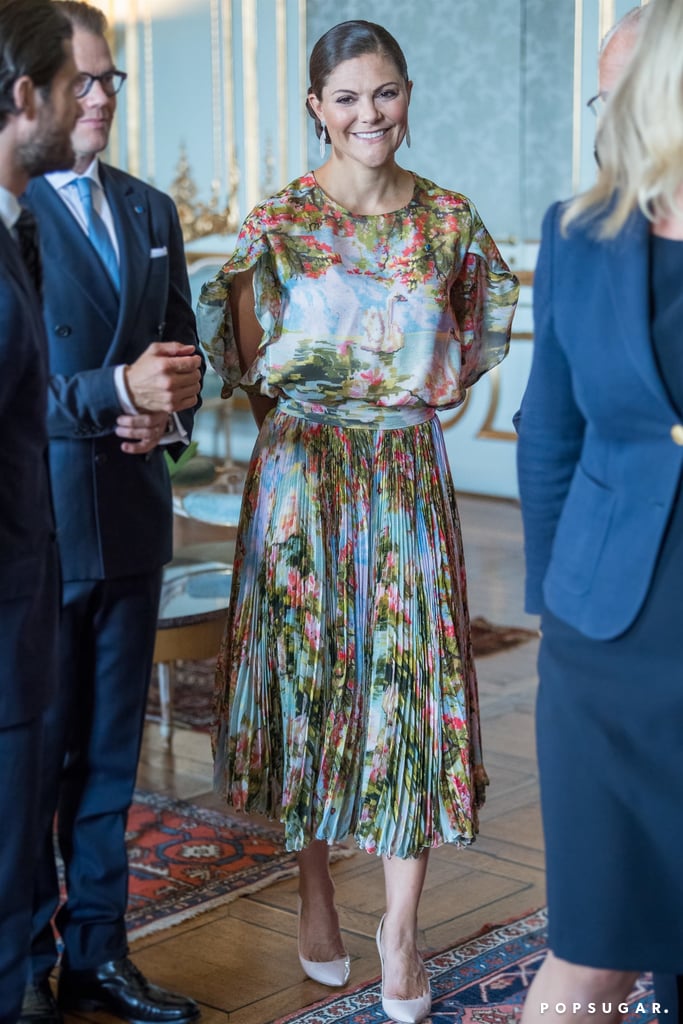 Princess Victoria Wearing Jennifer Blom Floral Dress