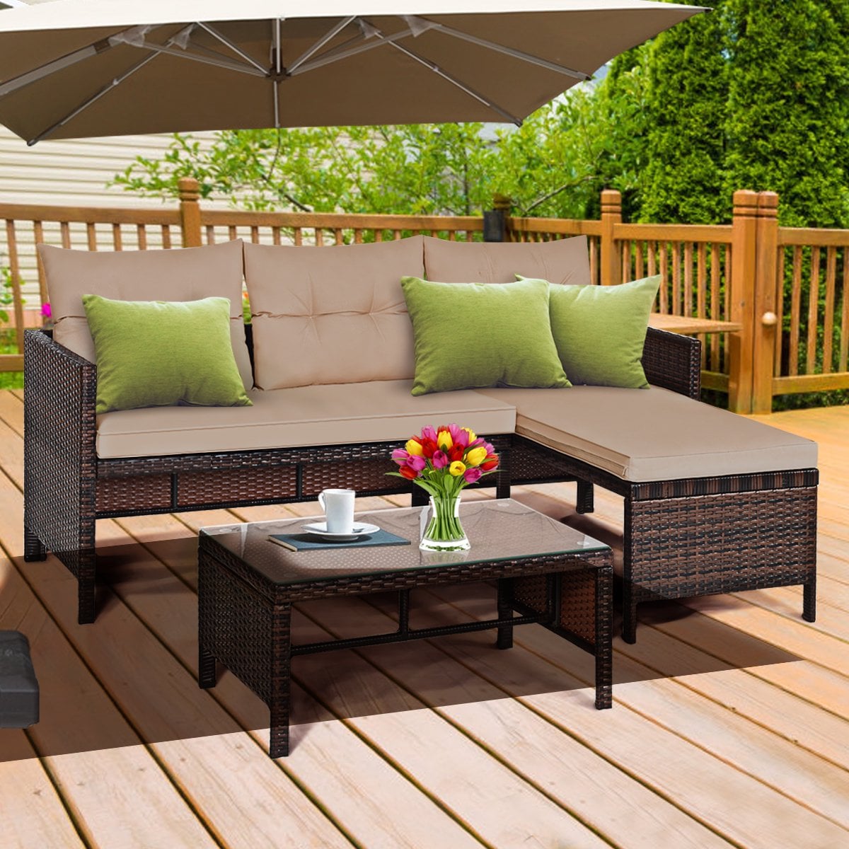 Gymax 3 Piece Rattan Furniture Set 70 Outdoor Furniture Pieces That Are On Sale This Memorial Day Popsugar Home Photo 37