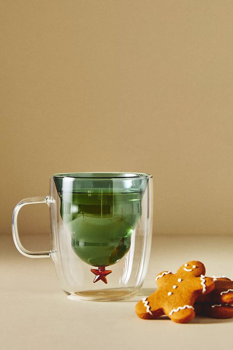 A Christmas Tree Mug: Anthropologie Glass Christmas Tree Mug